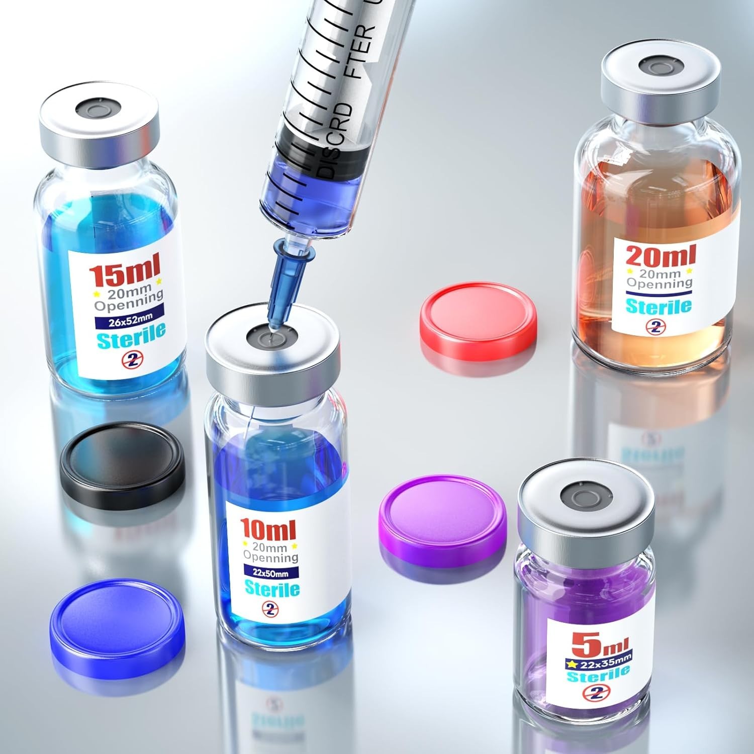 Sterile Empty Vials 5ml Self Healing Injection Port Aluminum Cap 10pcs