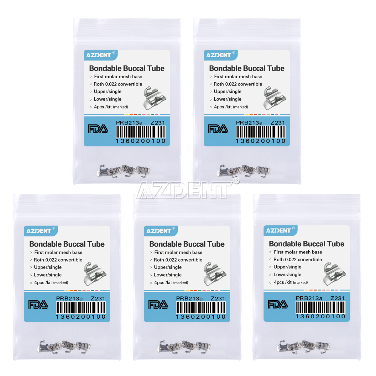 AZDENT Dental Orthodontic Buccal Tube 1st Molar Roth .022″ Bondable Convertible