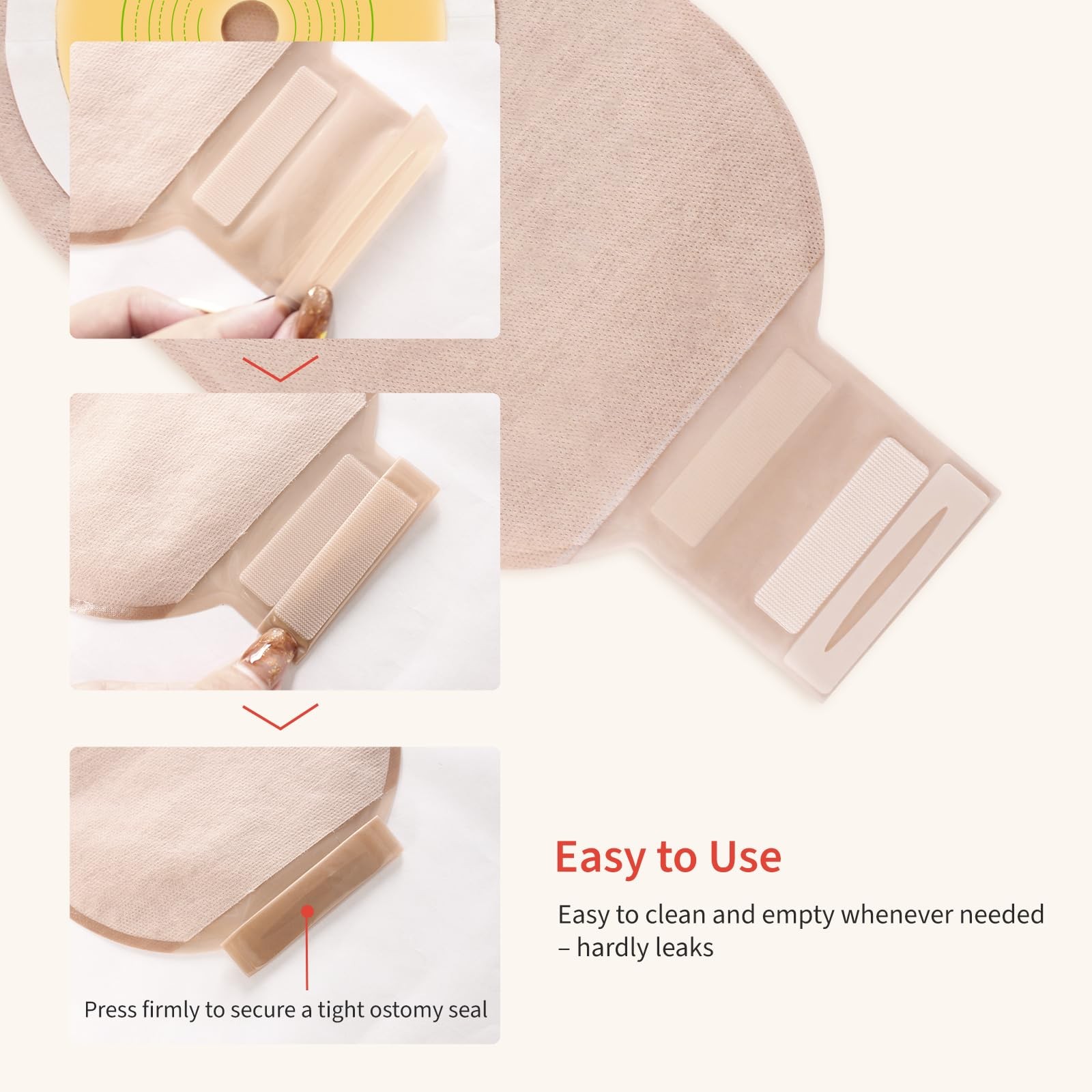 Deraymi 100 Pcs Colostomy Bags One-Piece Ostomy Bag Hook And Loop Closure For