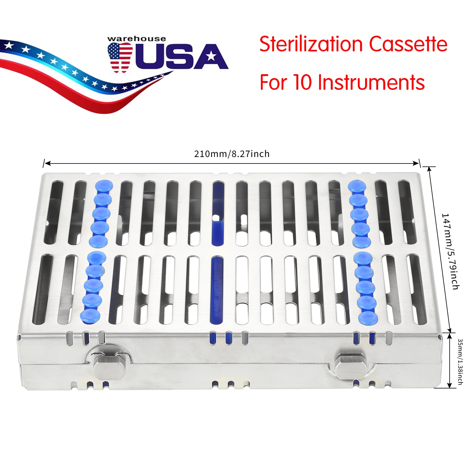 Dental Autoclave Sterilization Cassette Rack Box Tray For 10 Instrument