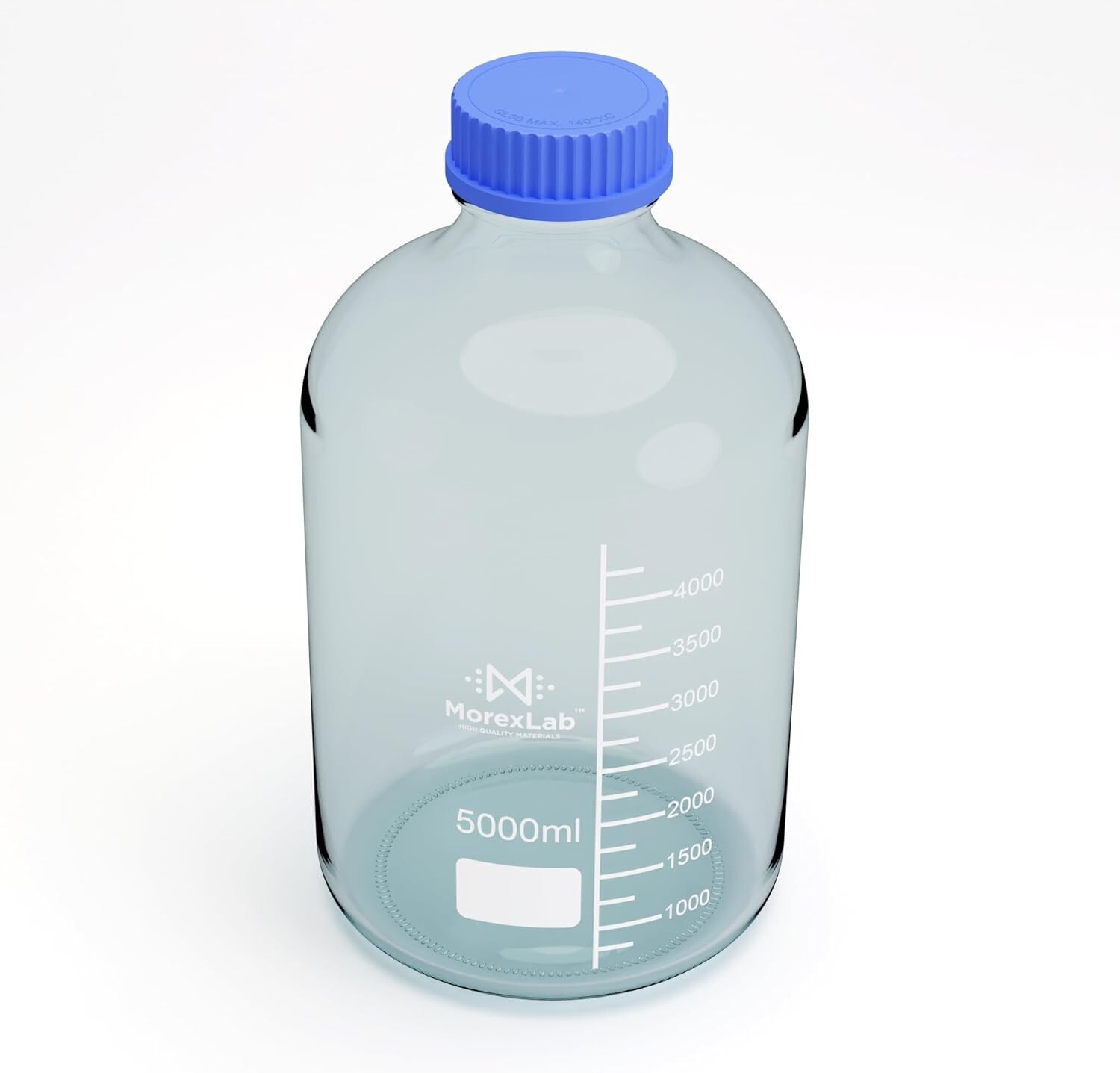 5000ml Glass Round Media Storage Bottles with GL45 Screw Cap, Borosilicate Glass