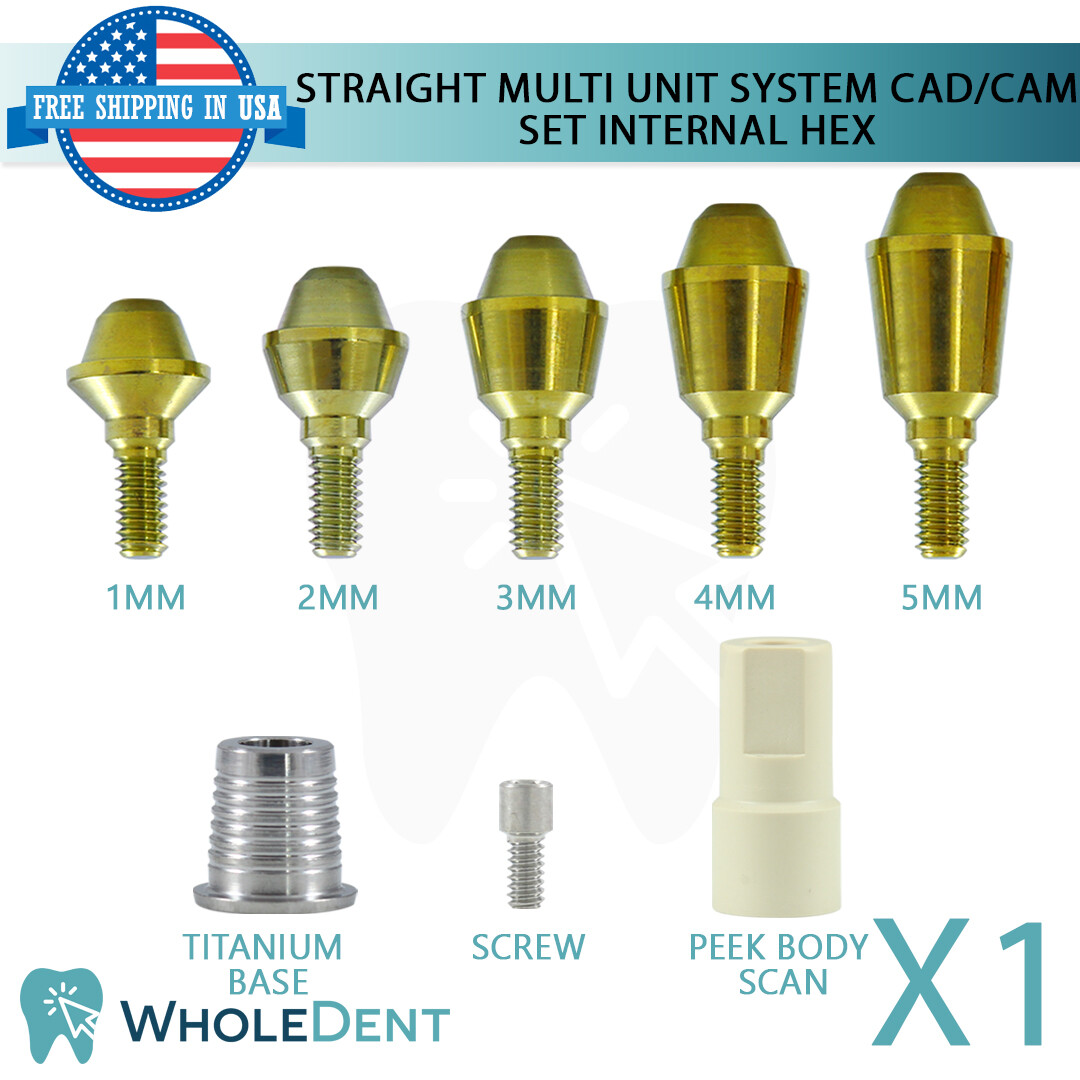 Straight Multi Unit System Scan Body Titanium Base Dental Internal Hex CAD/CAM