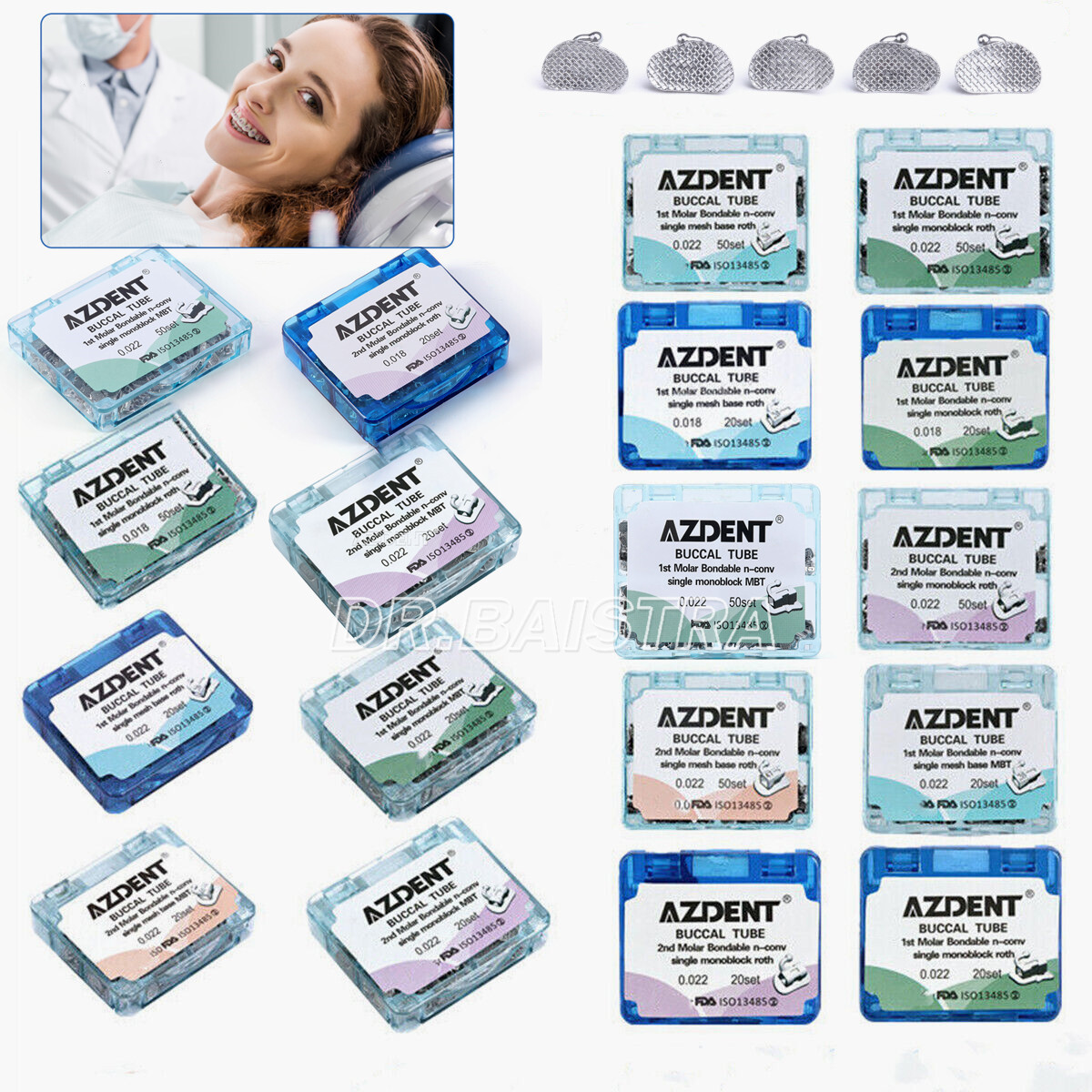 Dental Orthodontic Bondable Buccal Tubes 1st/ 2nd Tubes Roth /MBT 022 AZDENT