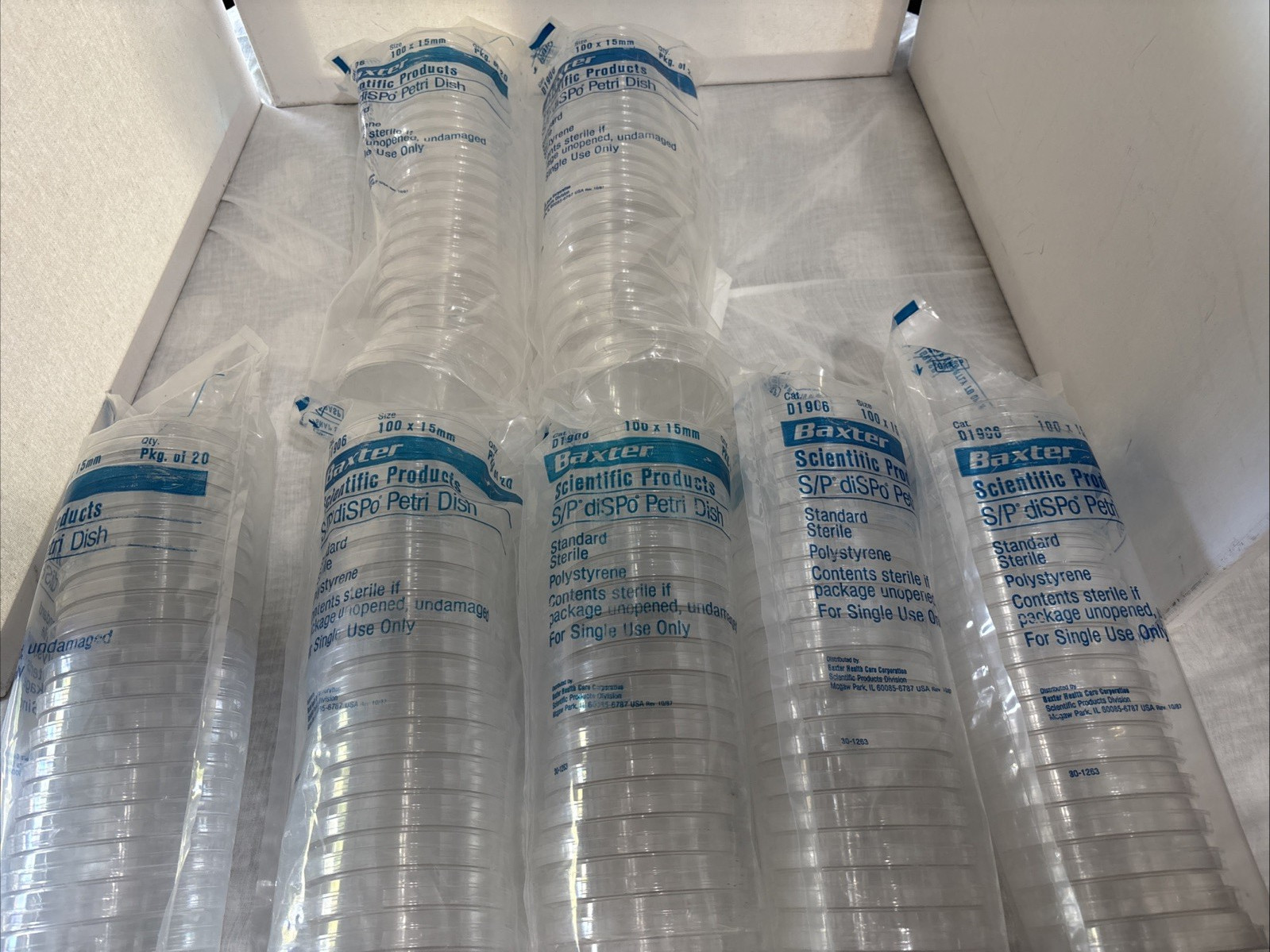 Baxter Polystyrene Sterile Petri Dishes Lot 7 Packs of 20 Total 140