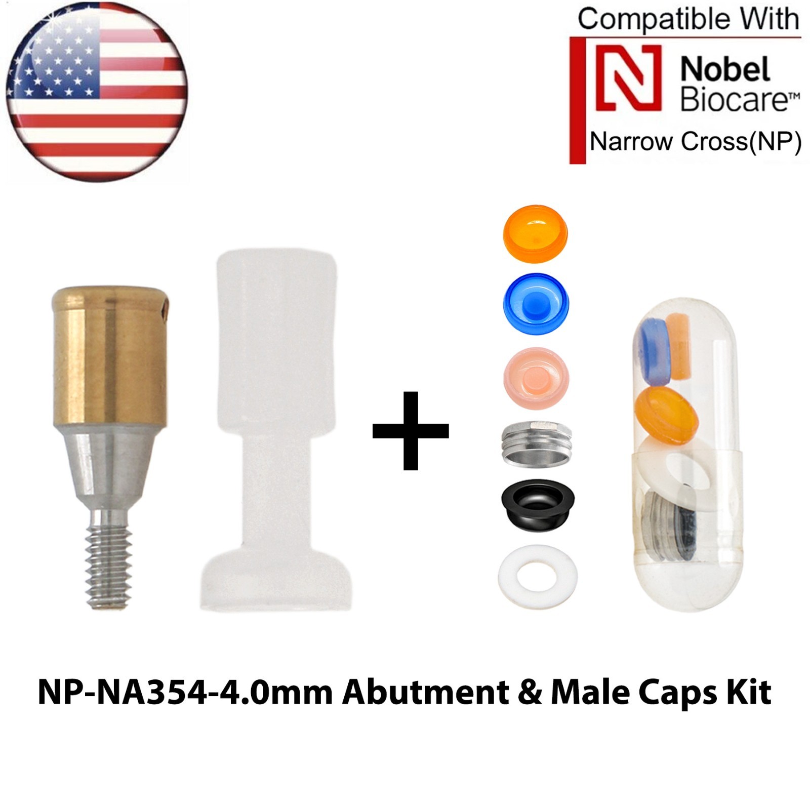 US Locator Attachment Abutment Conical NP/RP & Male Cap Inserts For Nobel Active