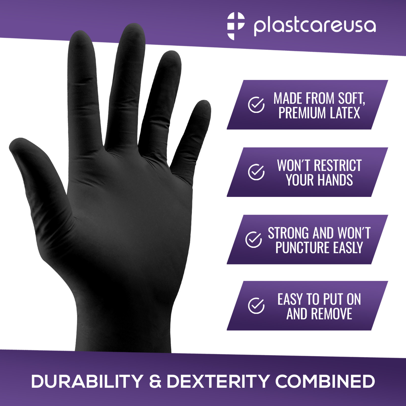 Latex Exam Gloves – Black or White, Medical Disposable, Vinyl & Powder Free