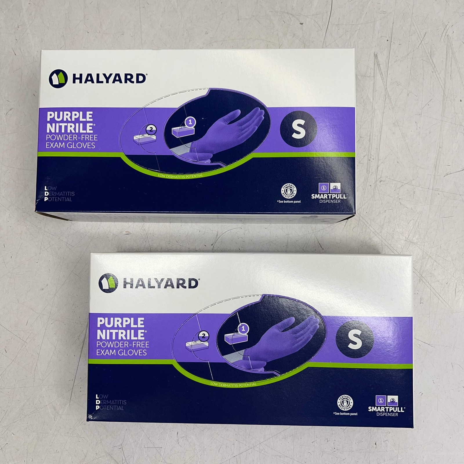 HALYARD (2 PACK, 100 EACH) Nitrile Exam Gloves Textured Fingertips Sz S 55081