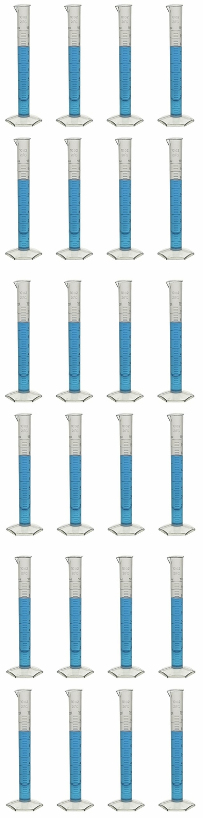 Eisco Labs 10ml Polypropylene Graduated Cylinder, Hexagonal Base – Pack of 24