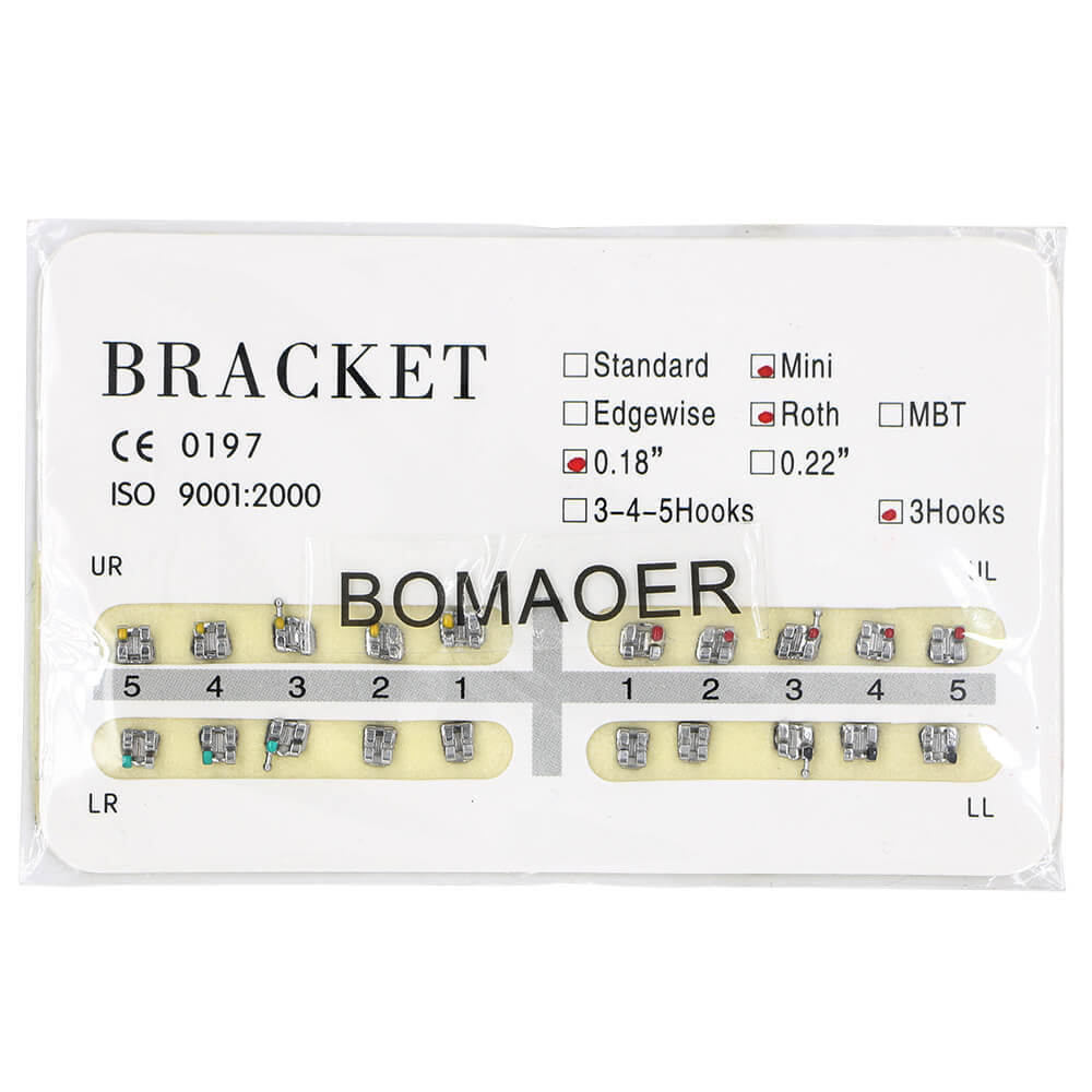 Orthodontic Brackets 20pcs per Pack Mini Roth 0.018″ 3 Hooks 1-100 Packs Dental