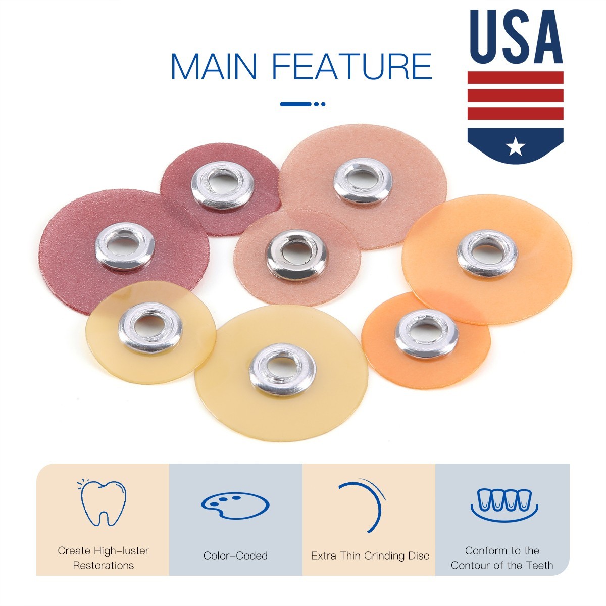 40 discs Dental Composite Finishing Polishing+RA2.35mm Mandrel 135℃ Autoclavable