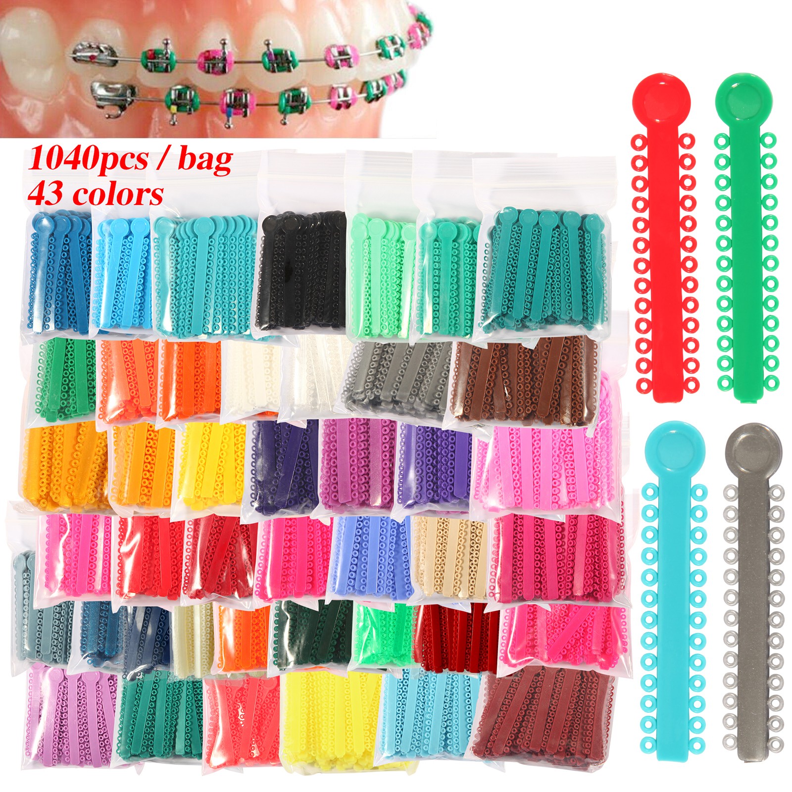 1040 Orthodontic Ligature Ties Elastic Rubber Band Ligadura Ortodoncia Bracket