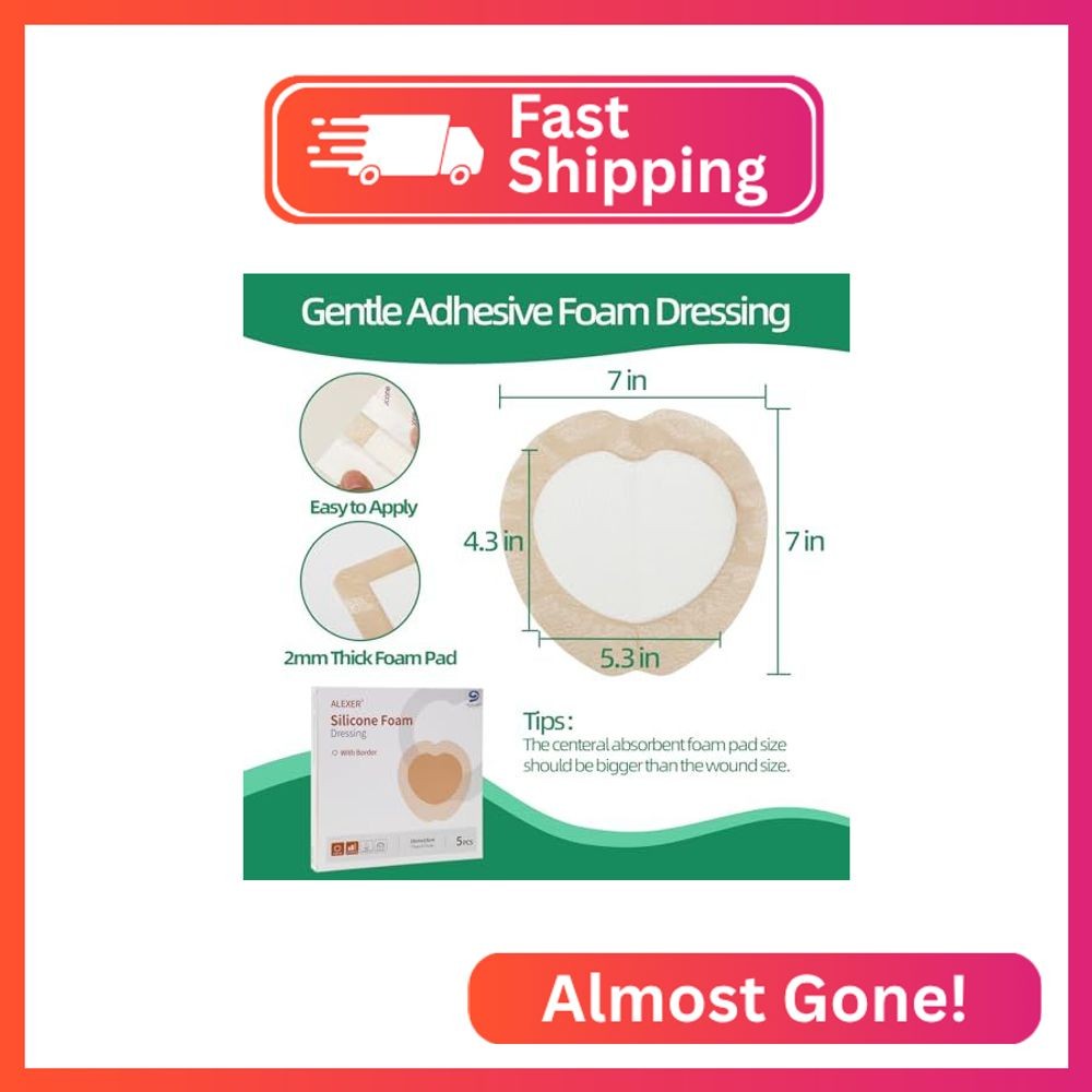 Jointown Foam Absorbent Wound Care Dressing, Adhesive Silicone Sacral Foam Dress