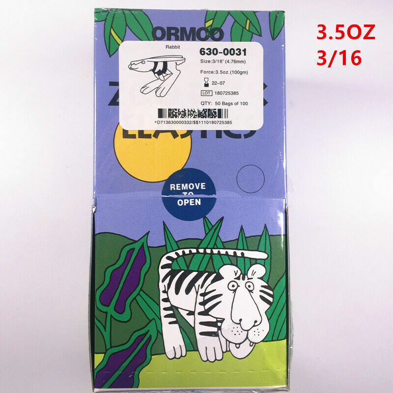 ORMCO Zoo Dental Orthodontic Elastics Rubber Bands Ties 3.5OZ For Ortho Bracket