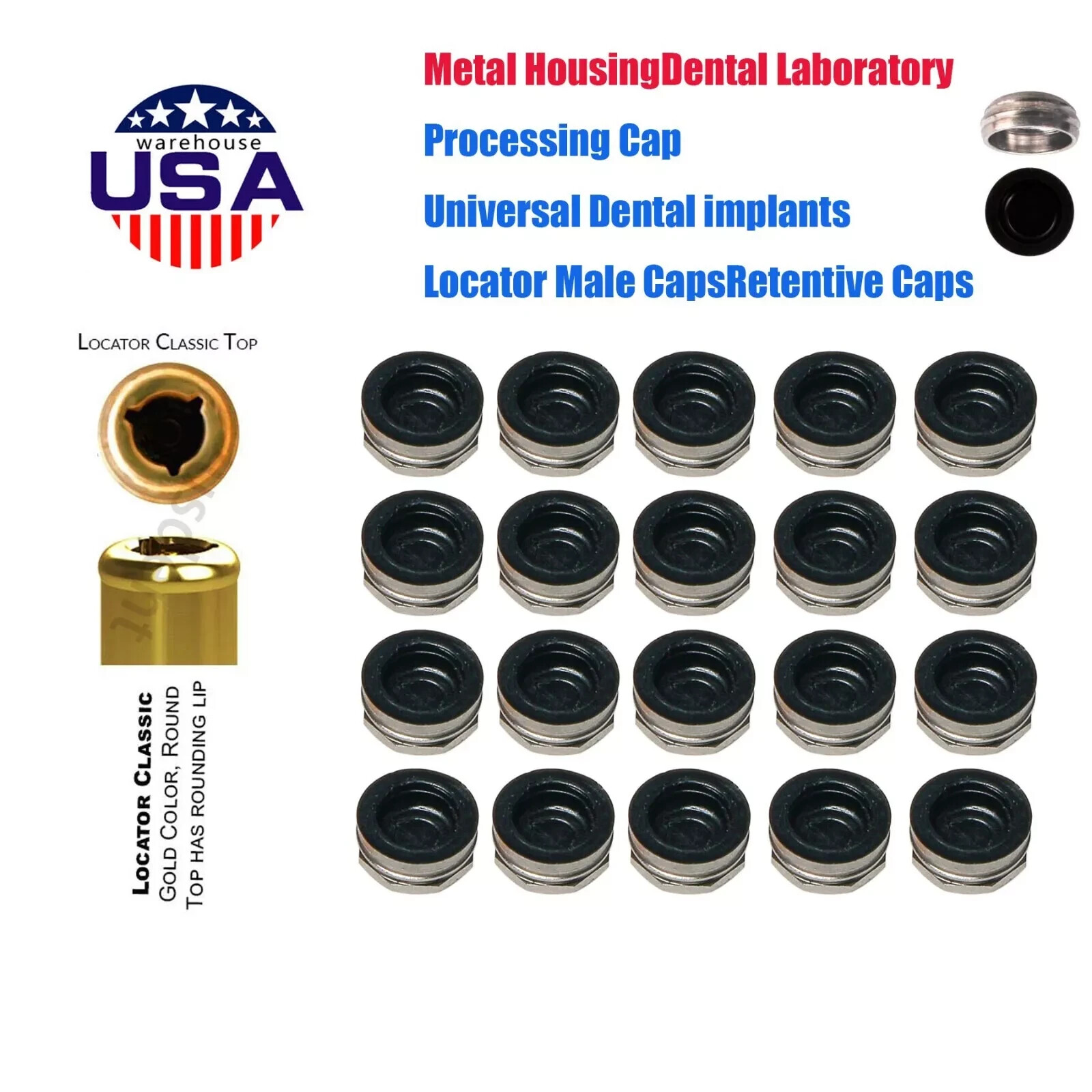 US Overdenture Retention Cap Kit 0.8/1.2/2.4lbs PEEK Material Locator Abutment