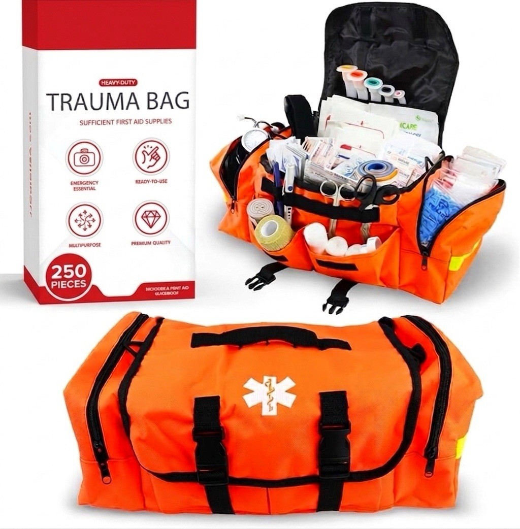 First Responder Kit, EMT Bag with Padded Strap, EMS First Aid Kit
