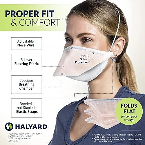 Fluidshield 3 N95 Surgical Mask Halyard 46727 Regular Size 35 Pack Made in USA