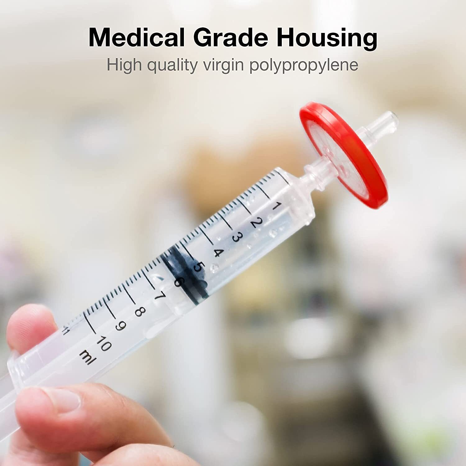 HPLC Syringe Filter PTFE 0.45 Micron Pore Size 25mm Diameter Non-Sterile 10 Pack