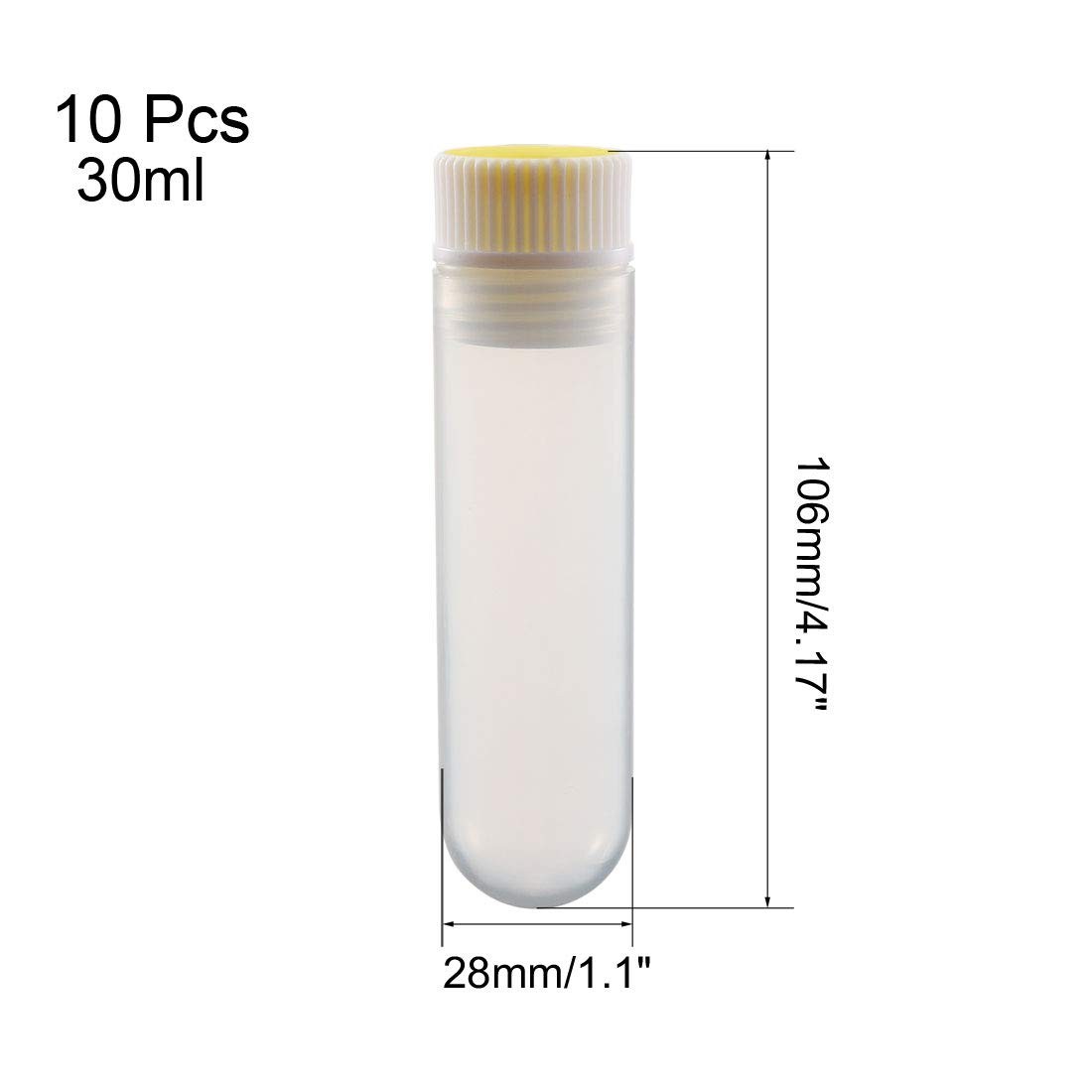 uxcell 10 Pcs 30ml Plastic Centrifuge Tubes with Screw-on Cap Polypropylene G…