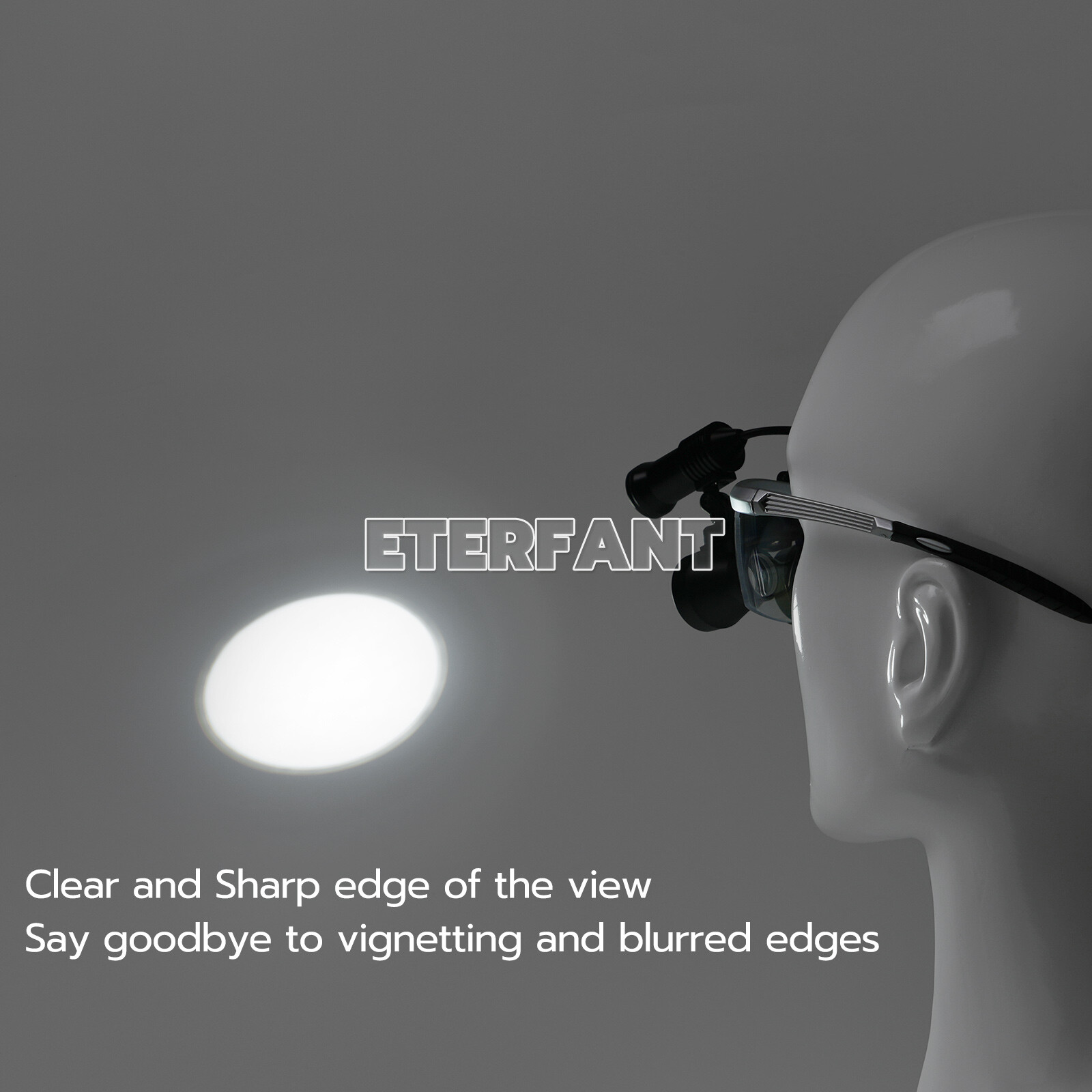 ETERFANT 3.5X Dental HD Binocular Magnifier Loupes Silver+5W LED Head Light Lamp
