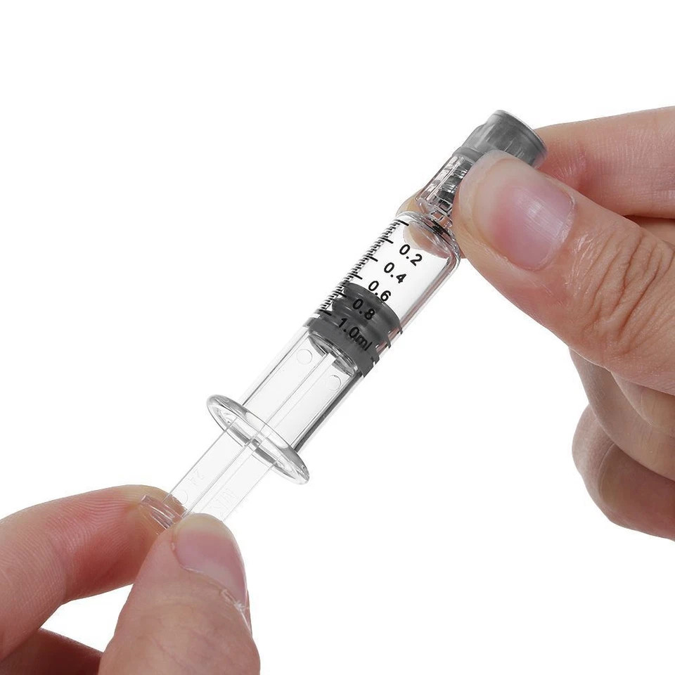 10/20Pcs 1ml Borosilicate Glass Syringes with Luer Lock For Refill Cosmetic Oil