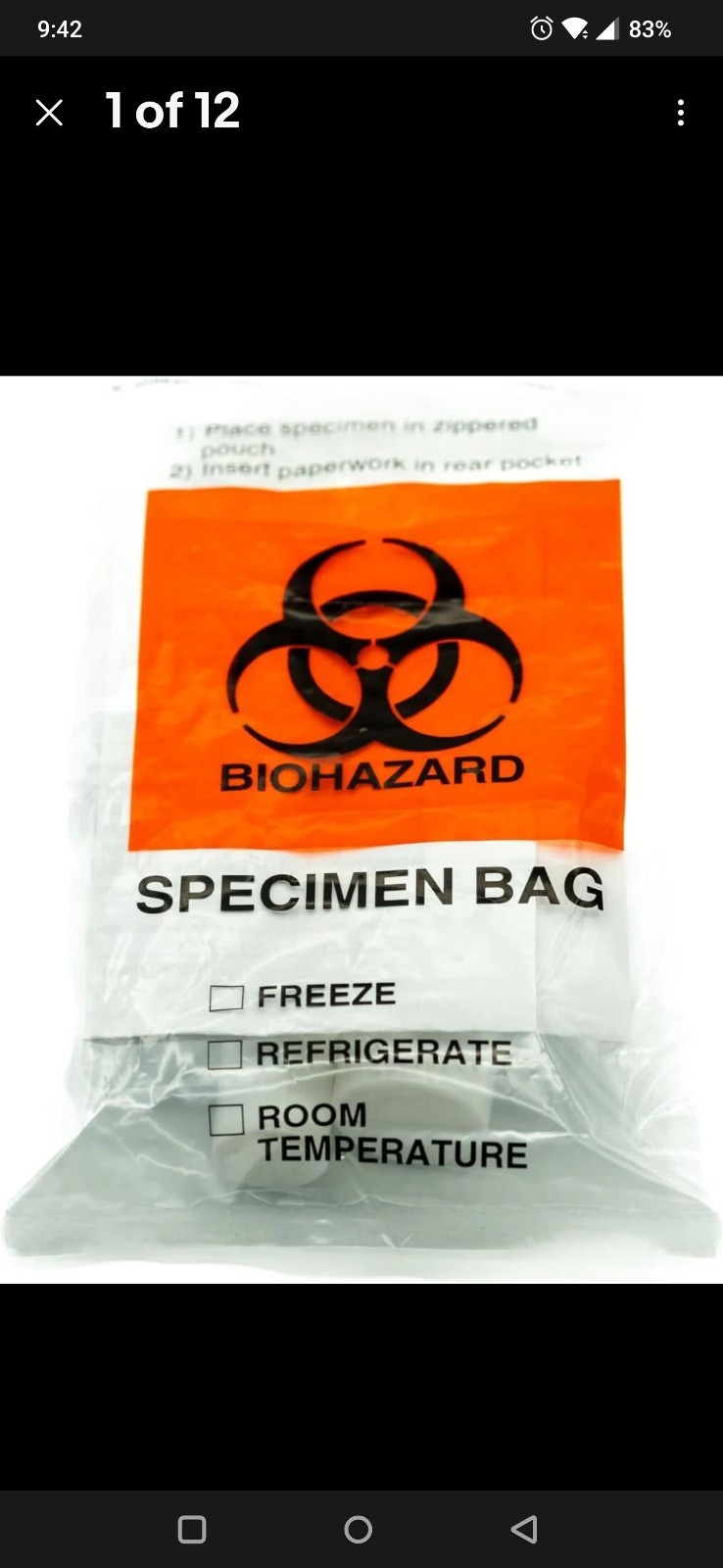 Sponix with Extra Specimen by Bags 6″X9″ Biohazard Qty 1,000 Bags Biorx Pocket