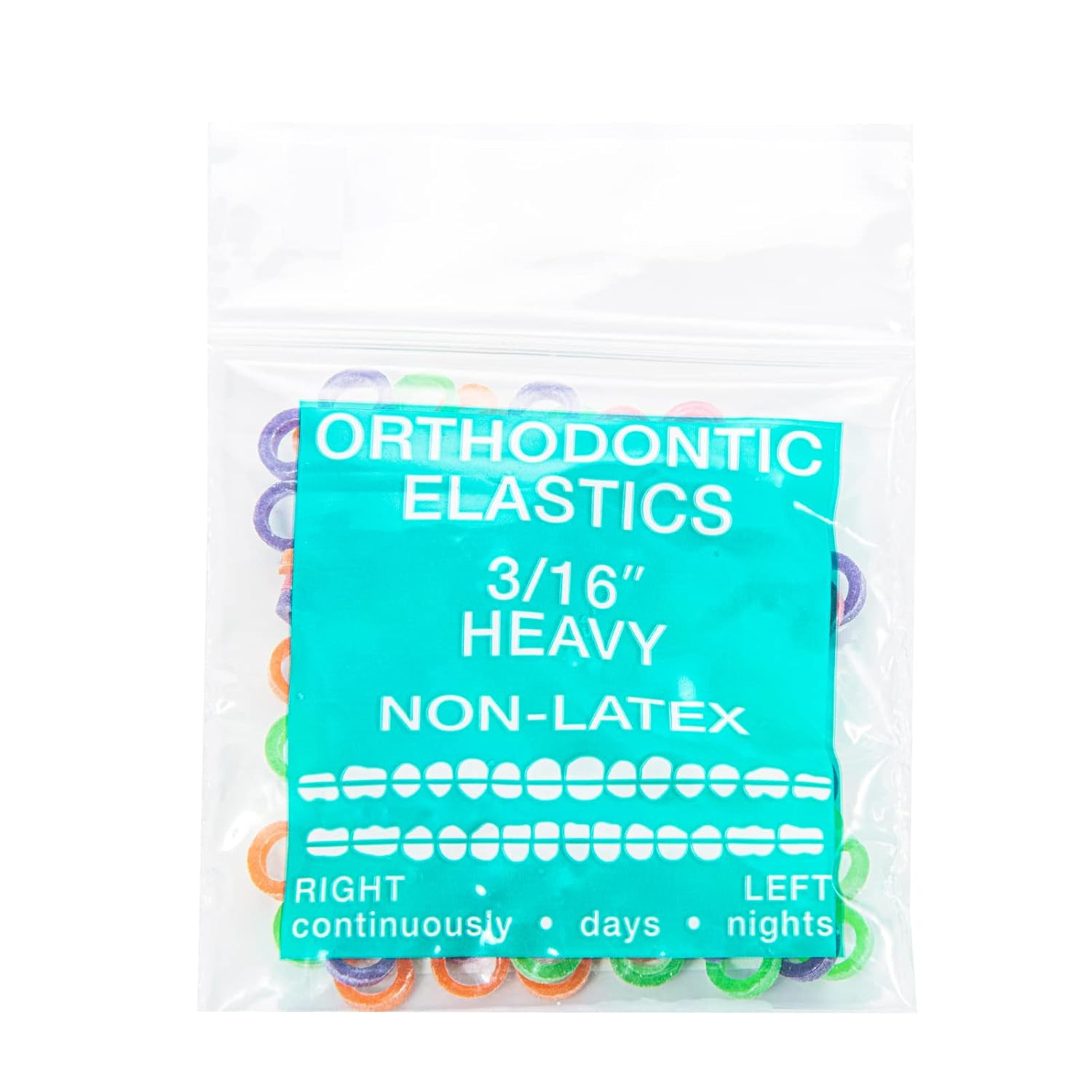 Orthodontic Elastics 3/16 Inch Heavy 6.5Oz 100 Pack Dental Rubber Bands