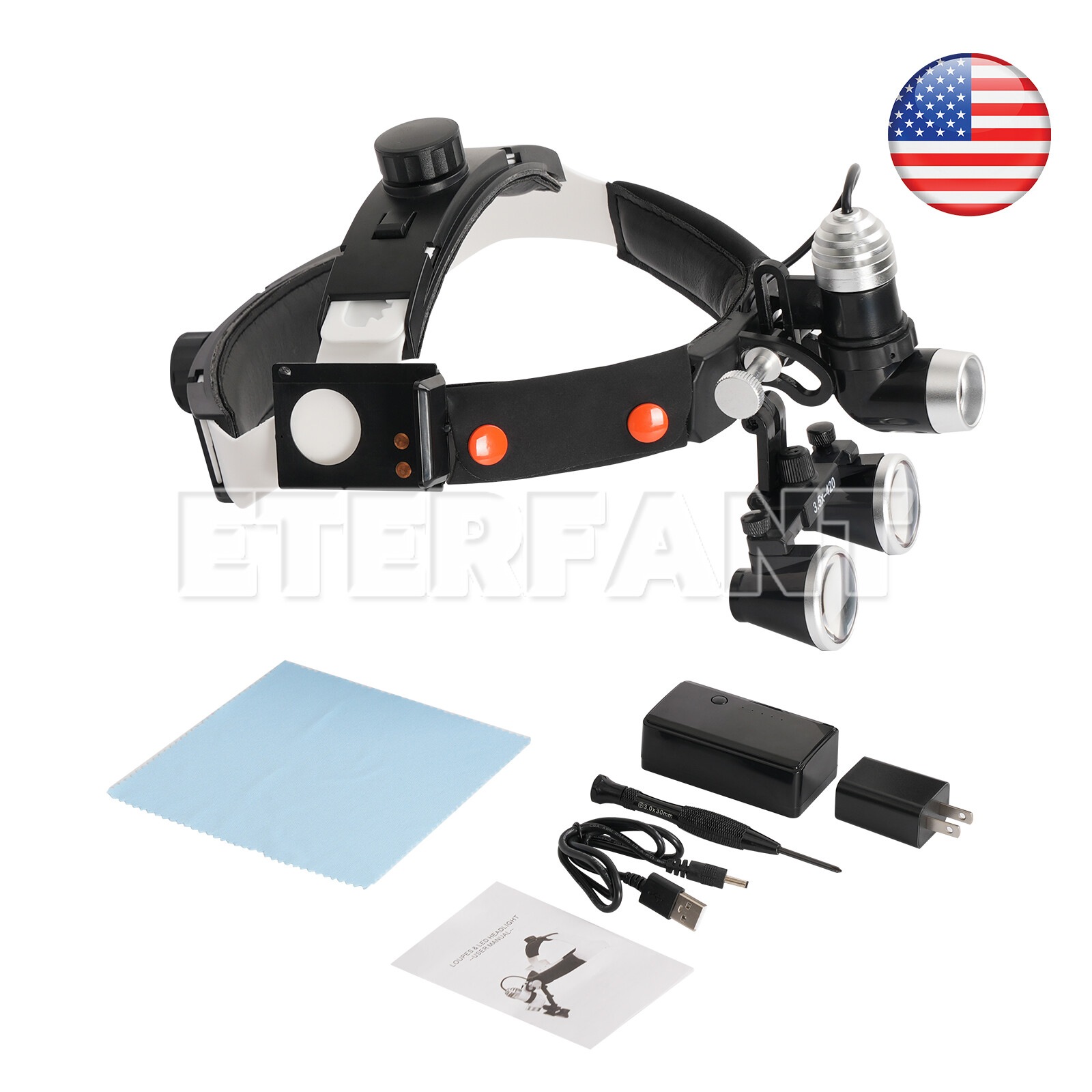 ETERFANT Dental 5W LED Lightweight Silicone Headlig Lamp/3.5X Headband Magnifier