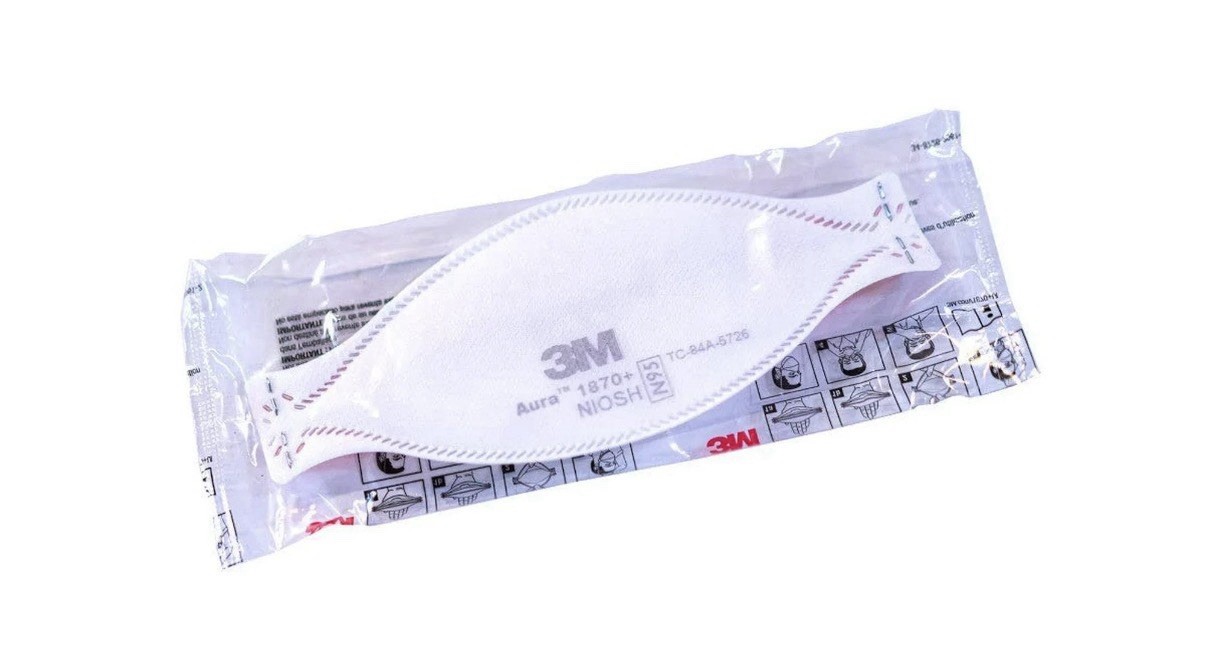 NEW 10-Pk 3M Aura Health Care Particulate Respirator and Surgical Mask 1870+ N95