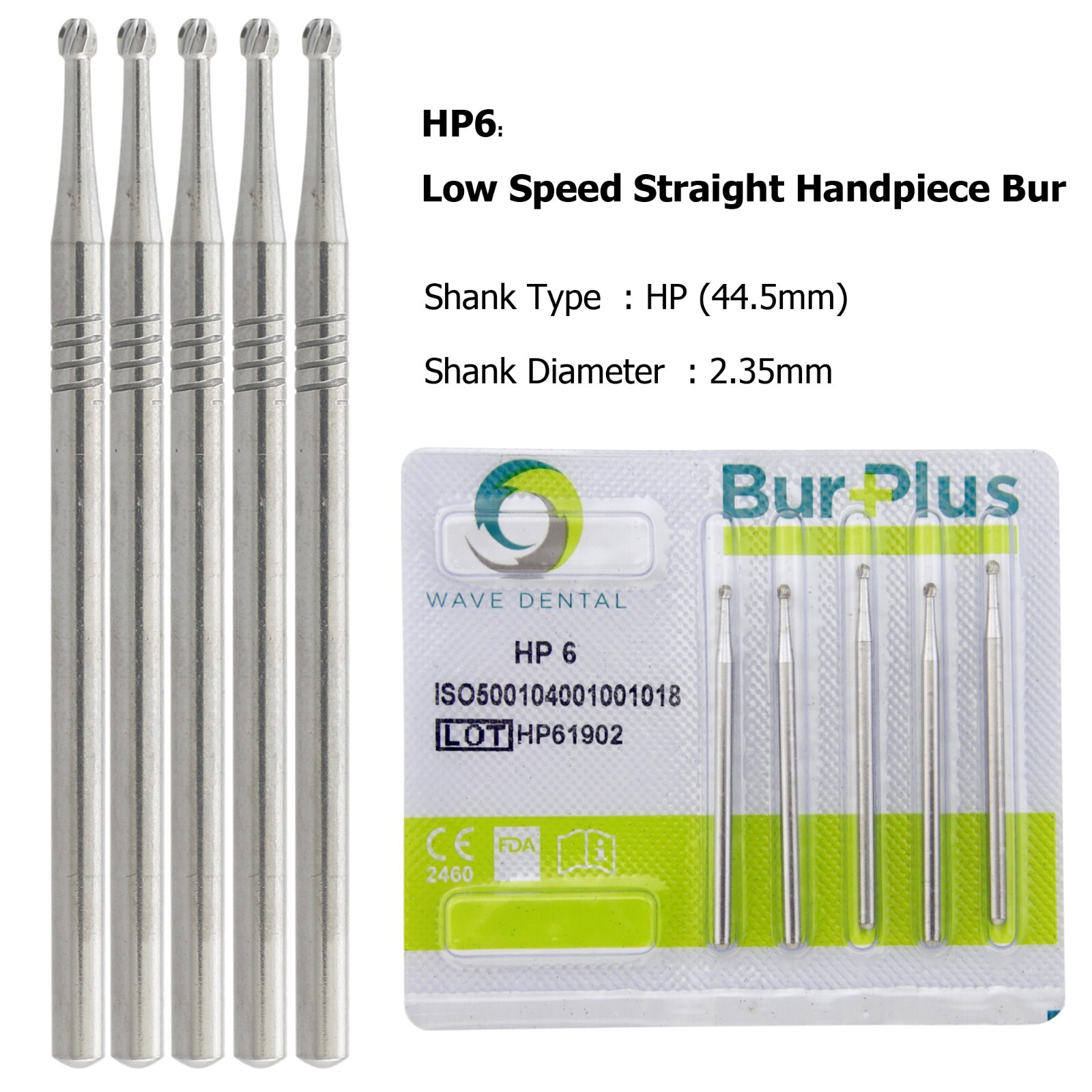 Wave Dental Carbide Straight Handpiece Bur Round HP1/4 1/2 1 2 3 4 5 6 7 8 10