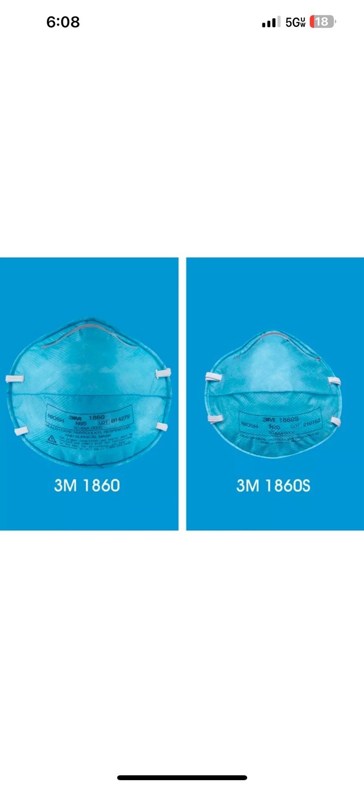 3M 1860S N95 Respirator Mask Case of 120 Small Size NIOSH, Surgical & Respirator