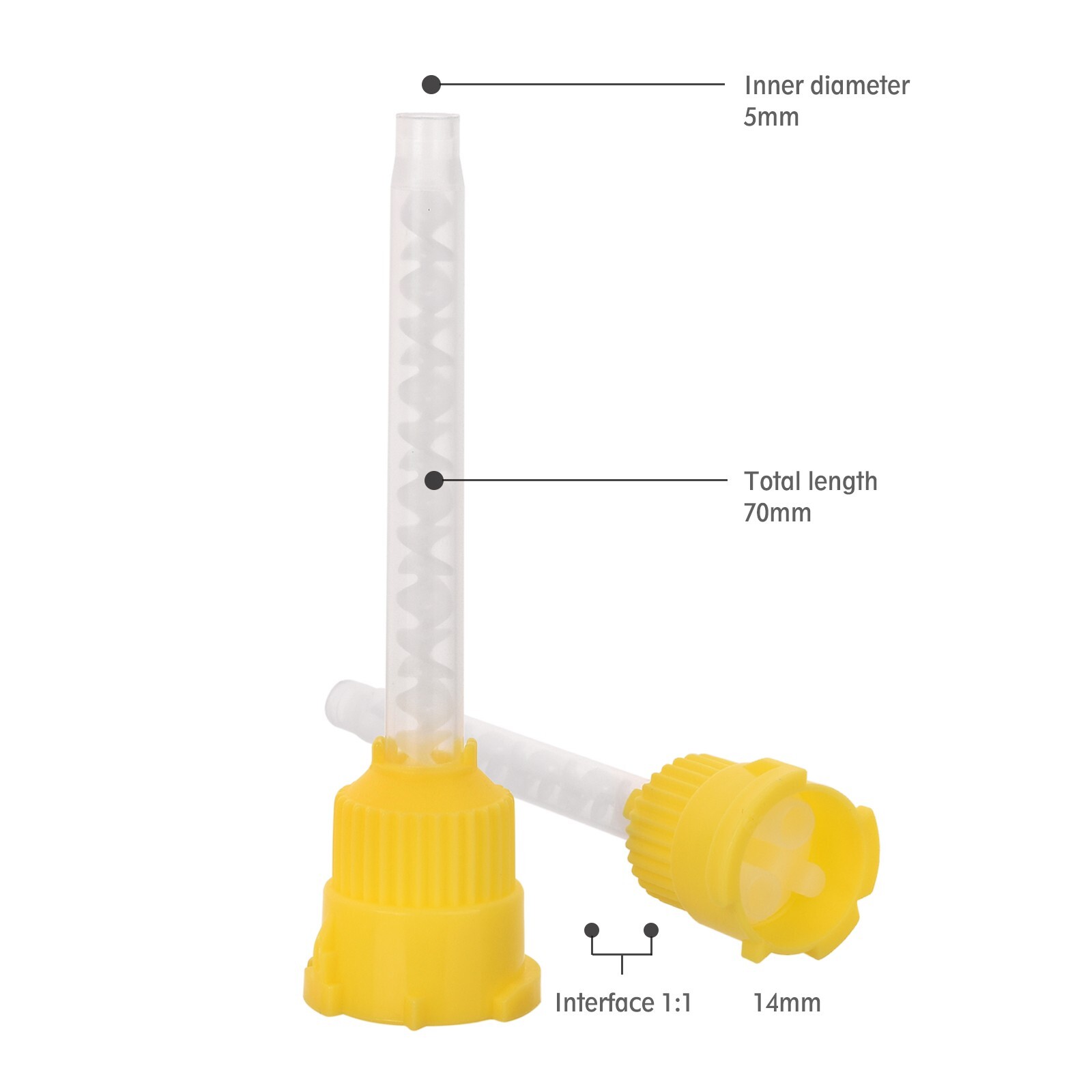 OneMed Dental Mixing Tips Impression HP Tips Yellow 5.0mm(1:1) 50Pcs/Bag
