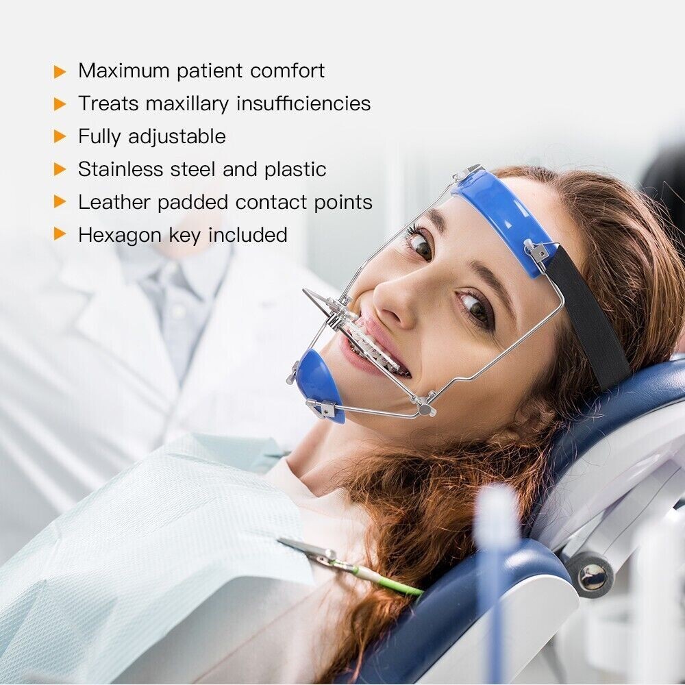Dental Orthodontic Face Mask Forward Pull Headgear with Double Lever Adjustable