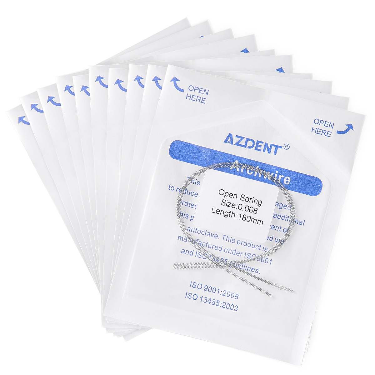 Orthodontic Dental Niti Open Coil Spring 0.010/0.012*180mm AZDENT 2PCS/Pack
