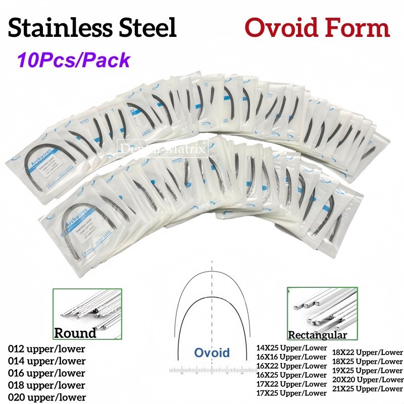 100 Pcs Dental Ortho S.S Arch Wire Round Rectangular Stainless Steel Wires Ovoid