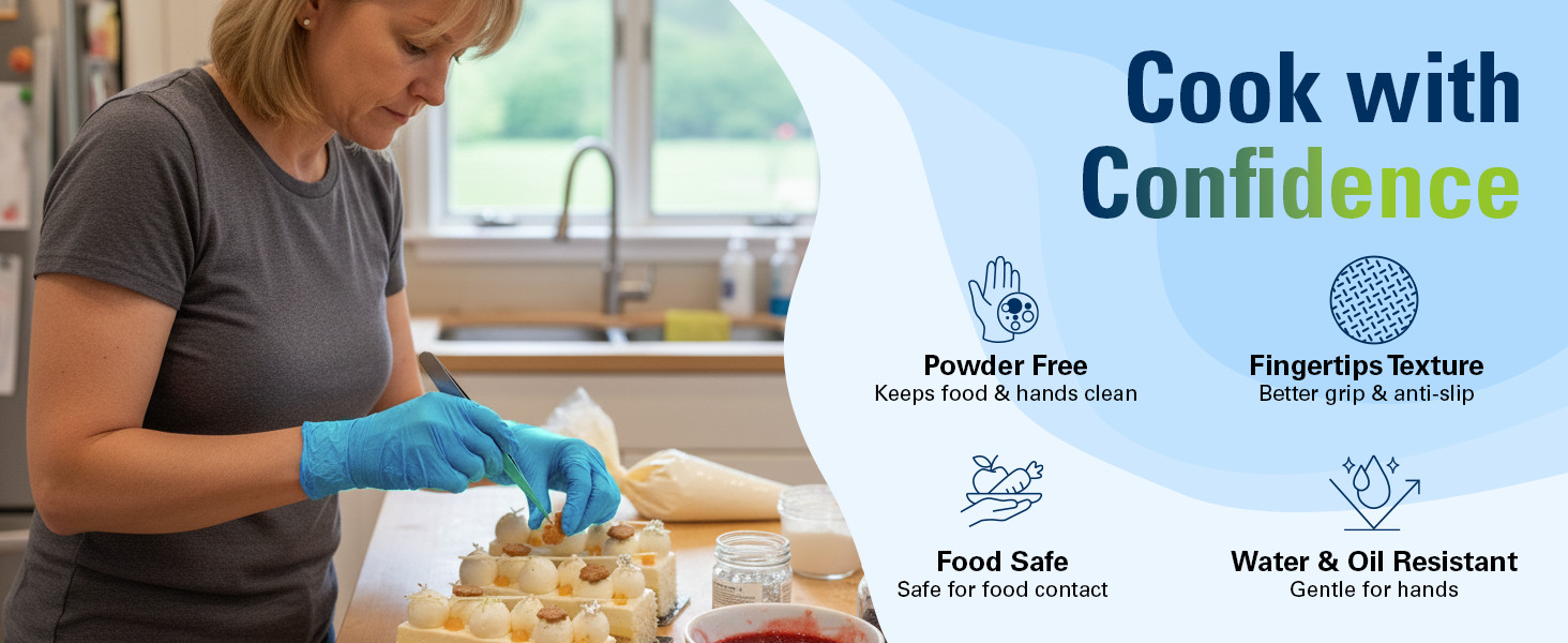Nitrile Gloves, Food Safe Disposable Gloves Latex Free, Blue Rubber Gloves