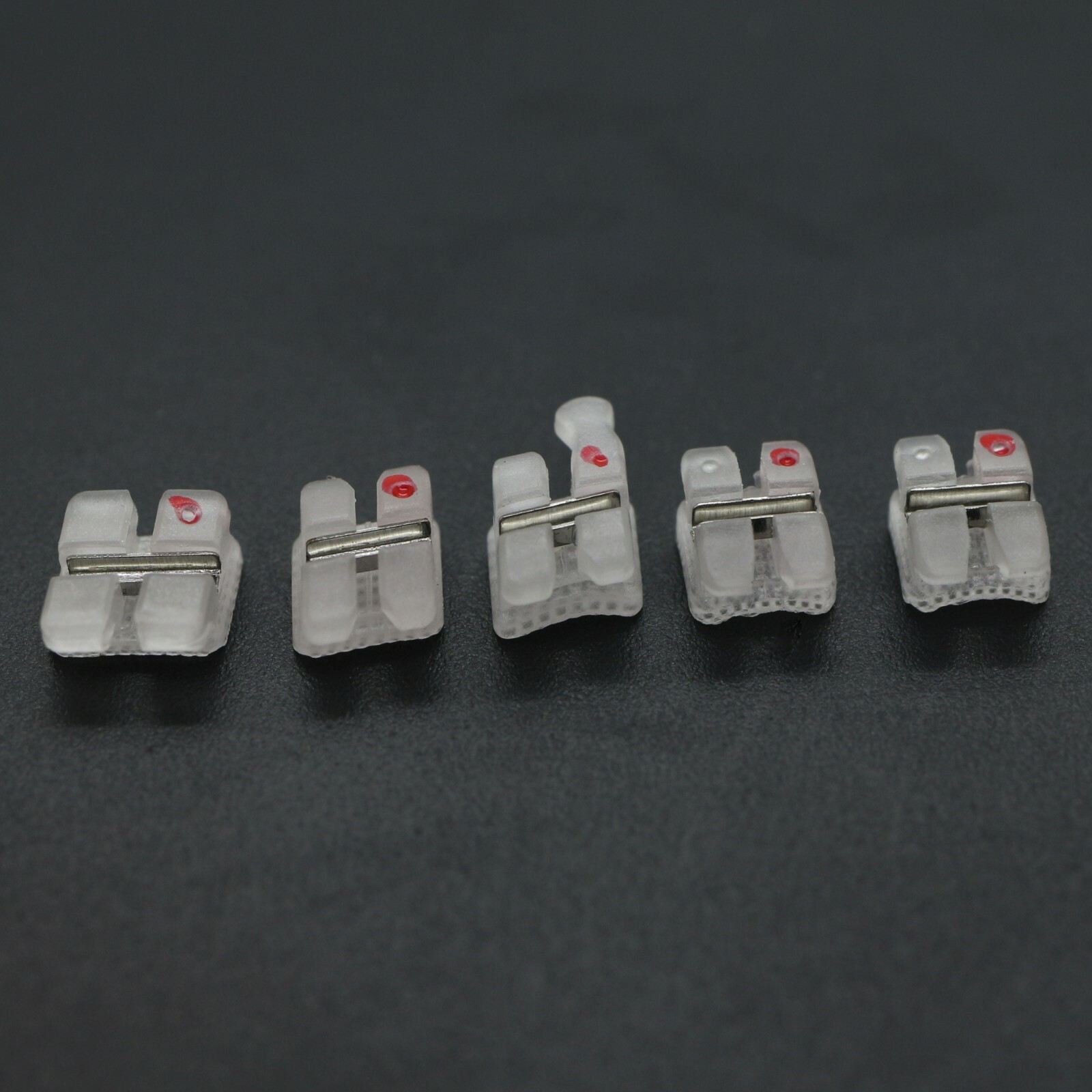 Orthodontic Ceramic Brackets w/Metal Slot 022 018 Roth MBT 3 Hook Braces Clarity