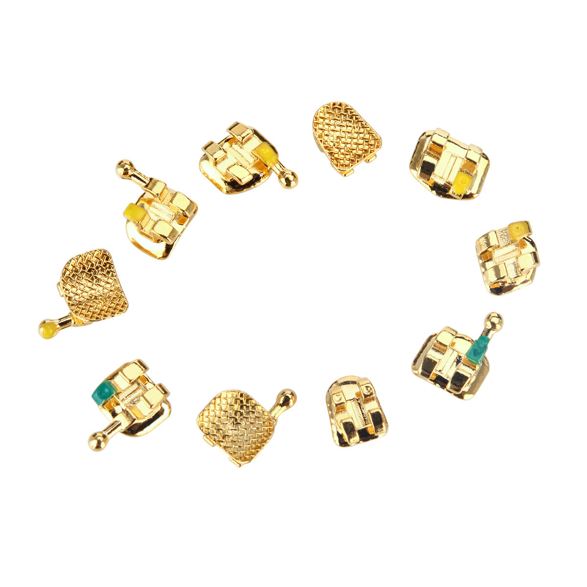AZDENT Dental Orthodontic Brackets Braces 24K Gold Plated Roth/MBT.022 345 Hooks