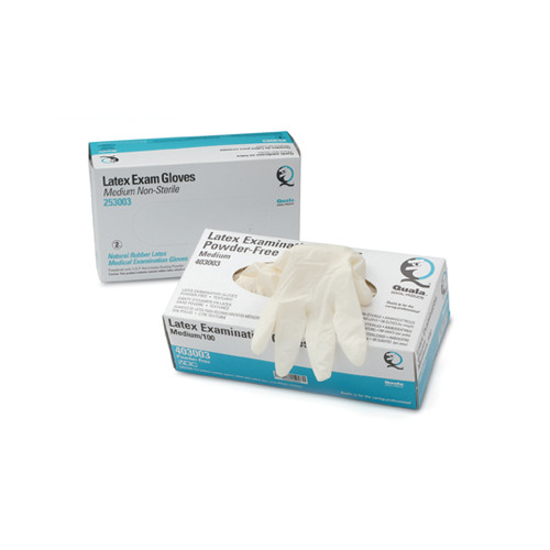 Quala 403003 Latex Exam Gloves Powder Free Textured 100/Pk Medium