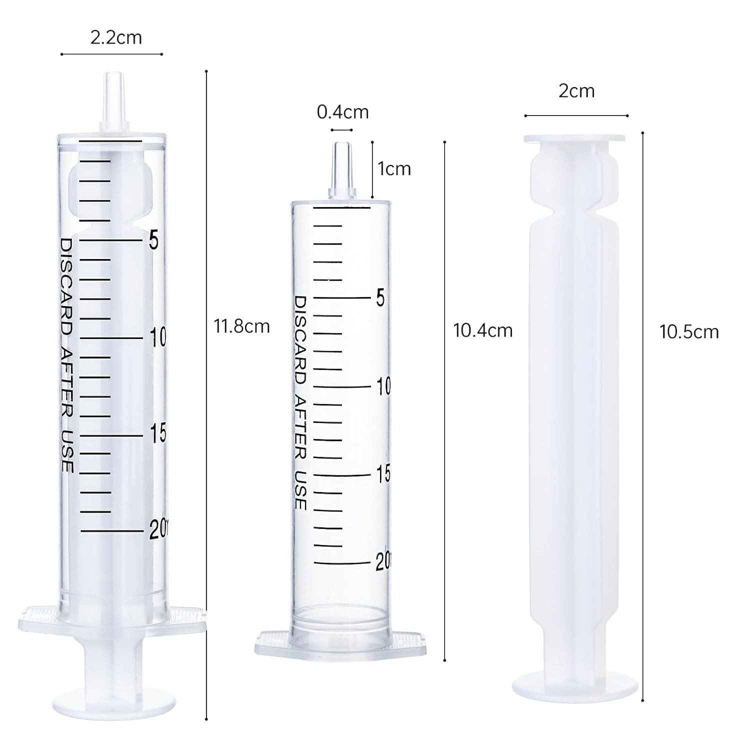 30pcs 20ml/cc Plastic Syringes with Caps Without Rubber Stopper in