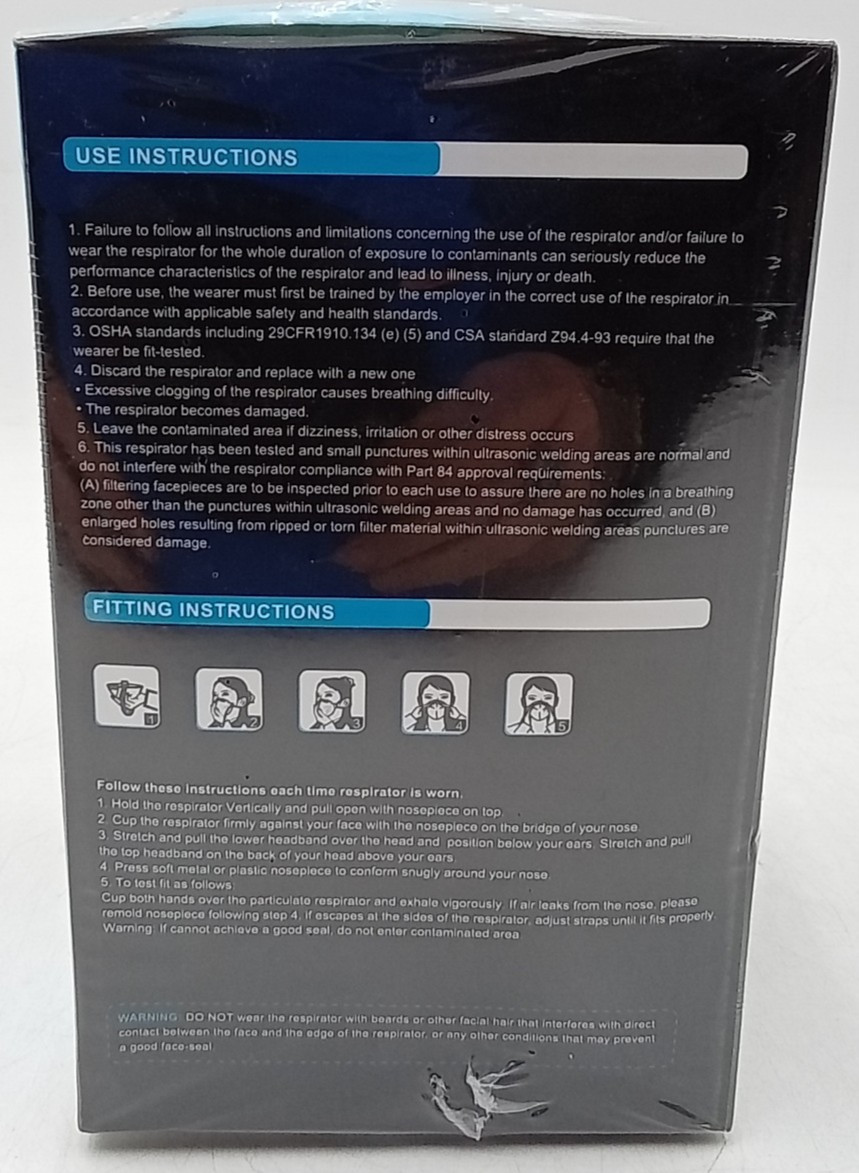 NIOSH Approved N95 Mask Particulate Respirators 30ct Face Masks Black Exp 6/29