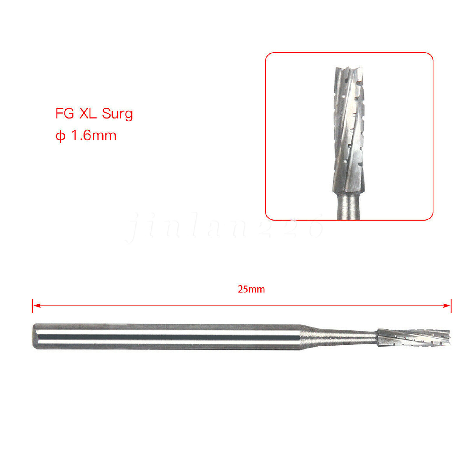 Burr Dental Surgical Burs 557L Long 25mm Carbide Bur High Speed FG SURG FGOS SL