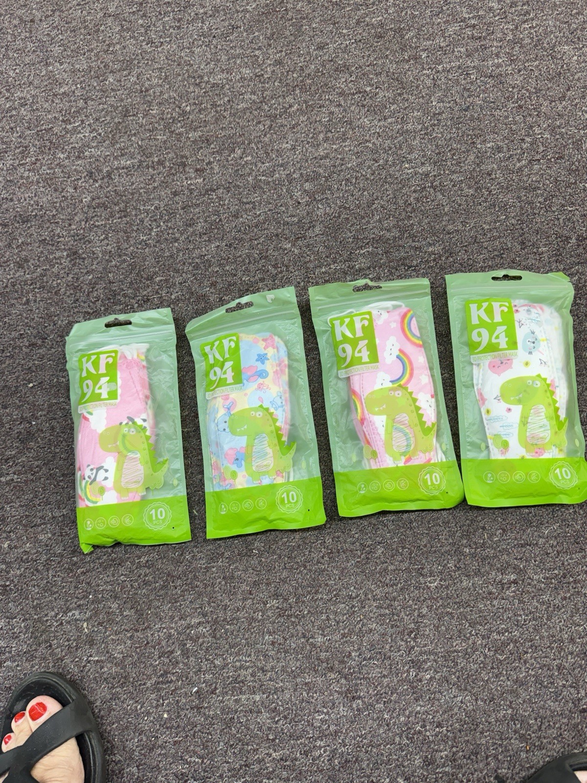 (40) Kid’s Face Masks KF94 Pink With Clouds & Rainbows & White Floral Disposable