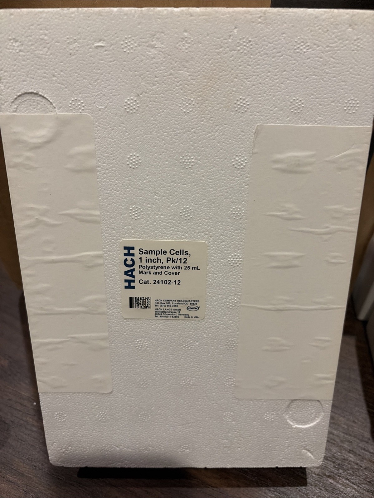HACH SAMPLE CELLS 1” PK/12 POLYSTYRENE W/25ML MARK&COVER CAT 24102-12