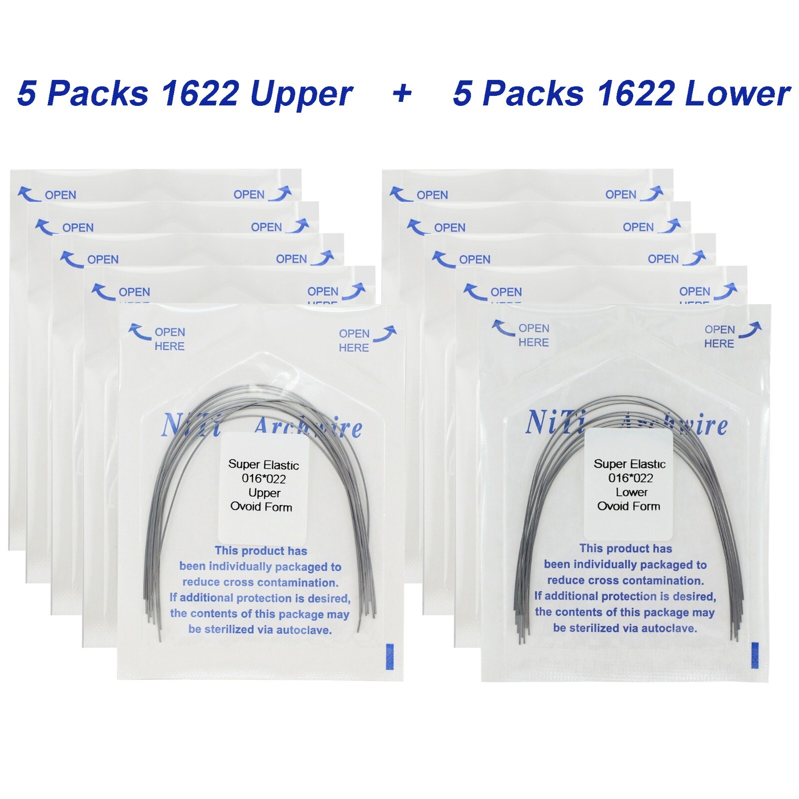 100PCS Dental Orthodontic Arch Wire Niti Round Rectangular Ovoid Natural 16X22
