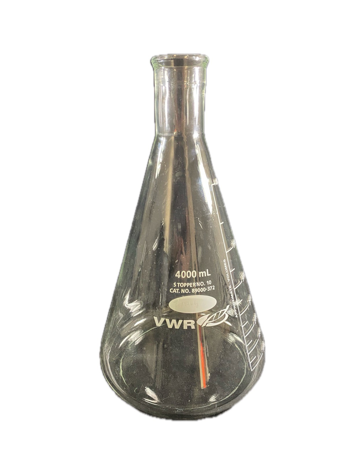VWR 4000mL Heavy Wall Glass Graduated Erlenmeyer Flask Stopper #10 89000-372
