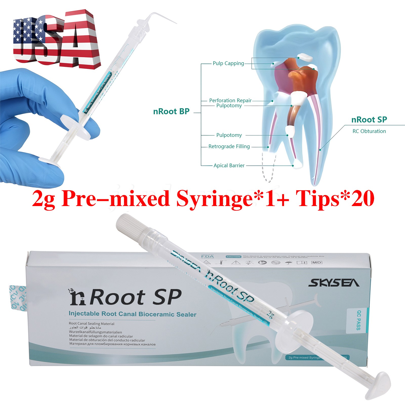 1g SP Dental Injectable Root Canal Bioceramic Sealer Endodontic Sealing Filling
