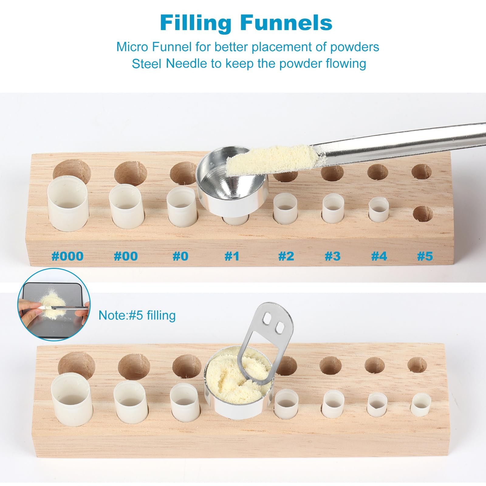 10 Pcs Capsules Filling Tools Tray Kit for Powder Tamper/Lab siliver