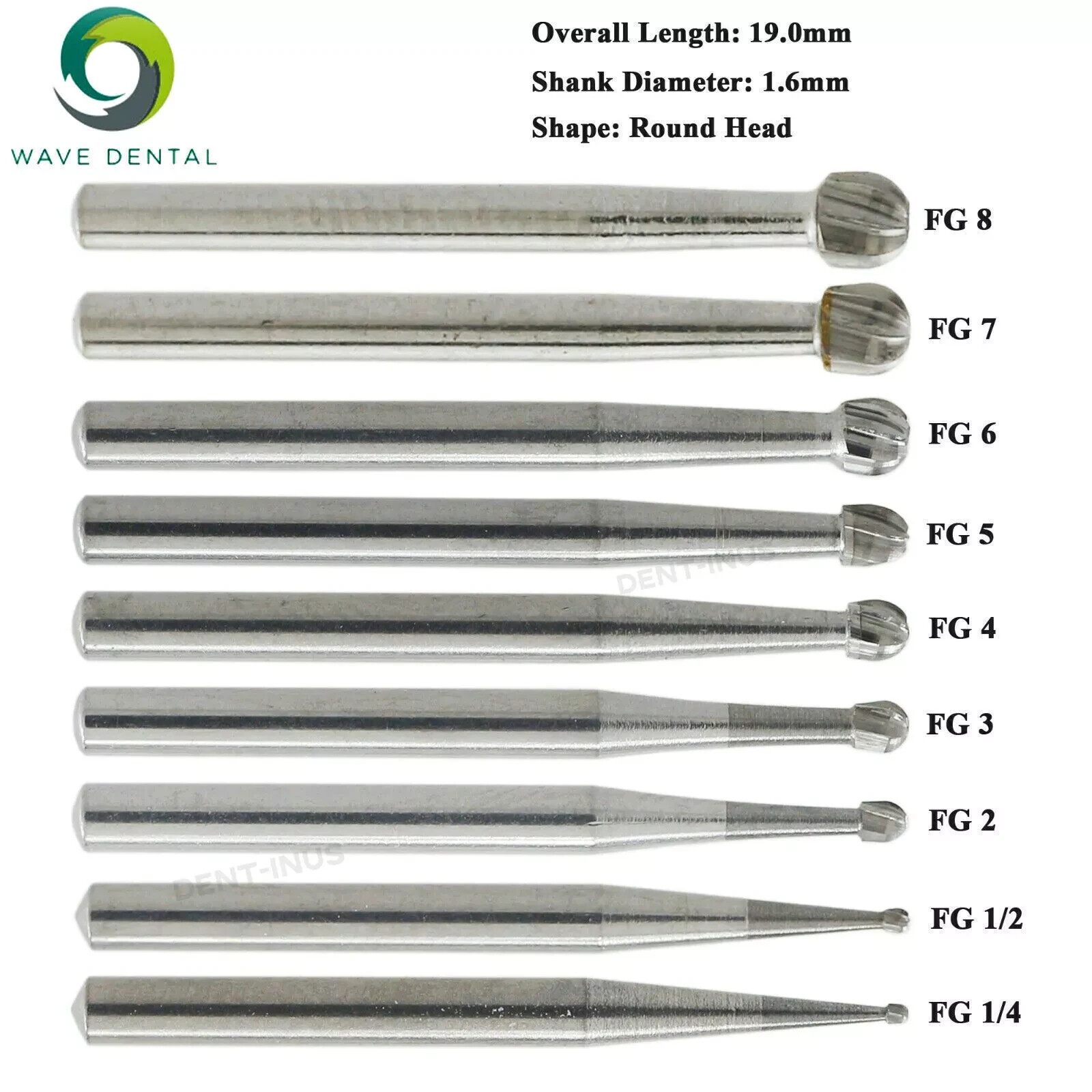Wave Dental Surgical FG Burs 25mm Carbide Bur Friction Grip Round For High Speed