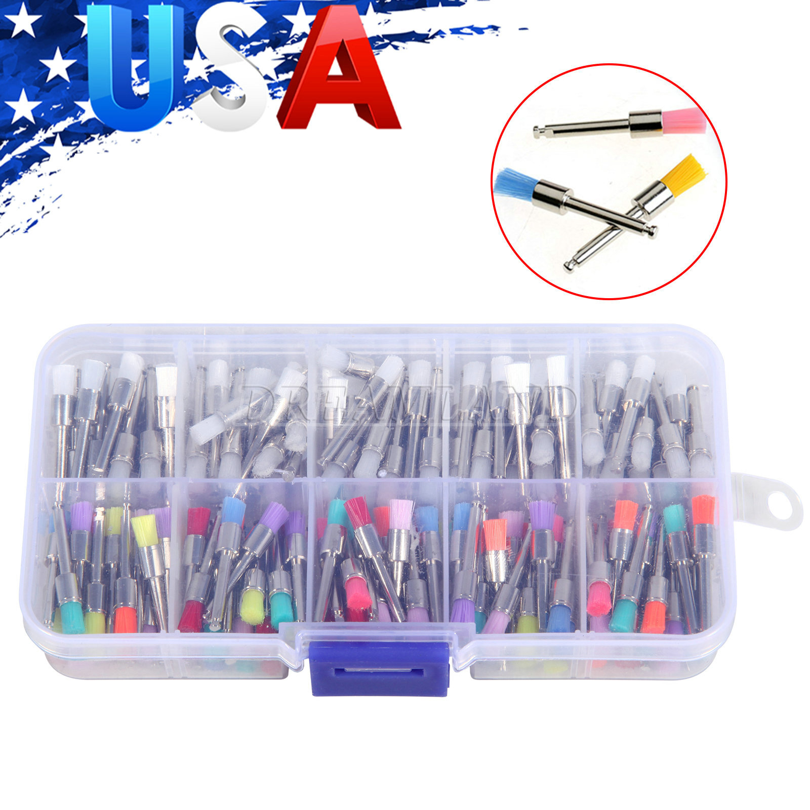 200Pcs SKYSEA Dental Flat Polishing Brush Brushes For Low Speed Handpiece
