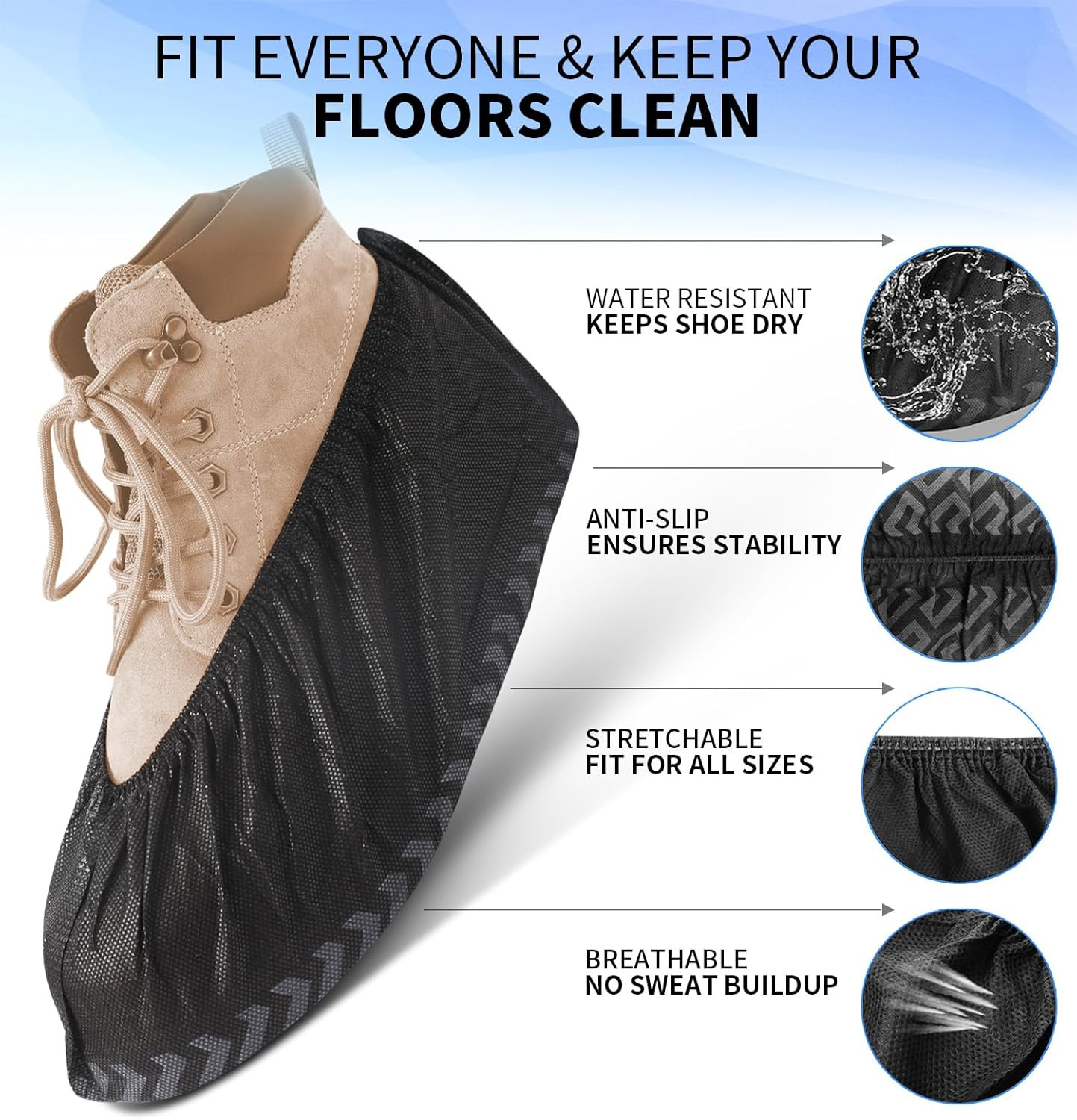 Shoe Covers Disposable Non Slip – 50 Pack (25 Pairs) X-Large Disposable Boot Cov